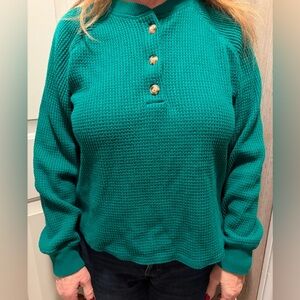 Old Navy Green Knit Sweater with Buttons
